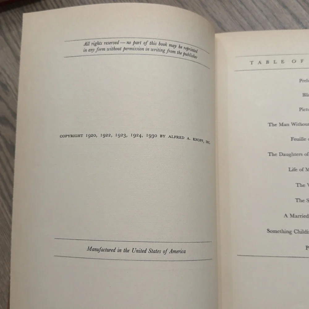 1934 - Stories By Katherine Mansfield -‎ Selected By J. Middleton Murray - Rare